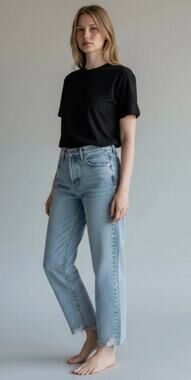 Pistola Jeans Cassie Crop High-Rise Straight-Leg Raw Hem Button Fly Cotton Sz 26